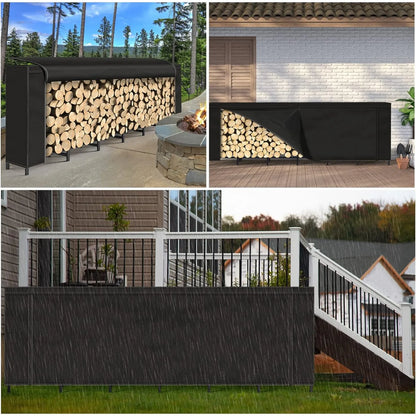 8ft Firewood Rack Outdoor with Cover Combo Set