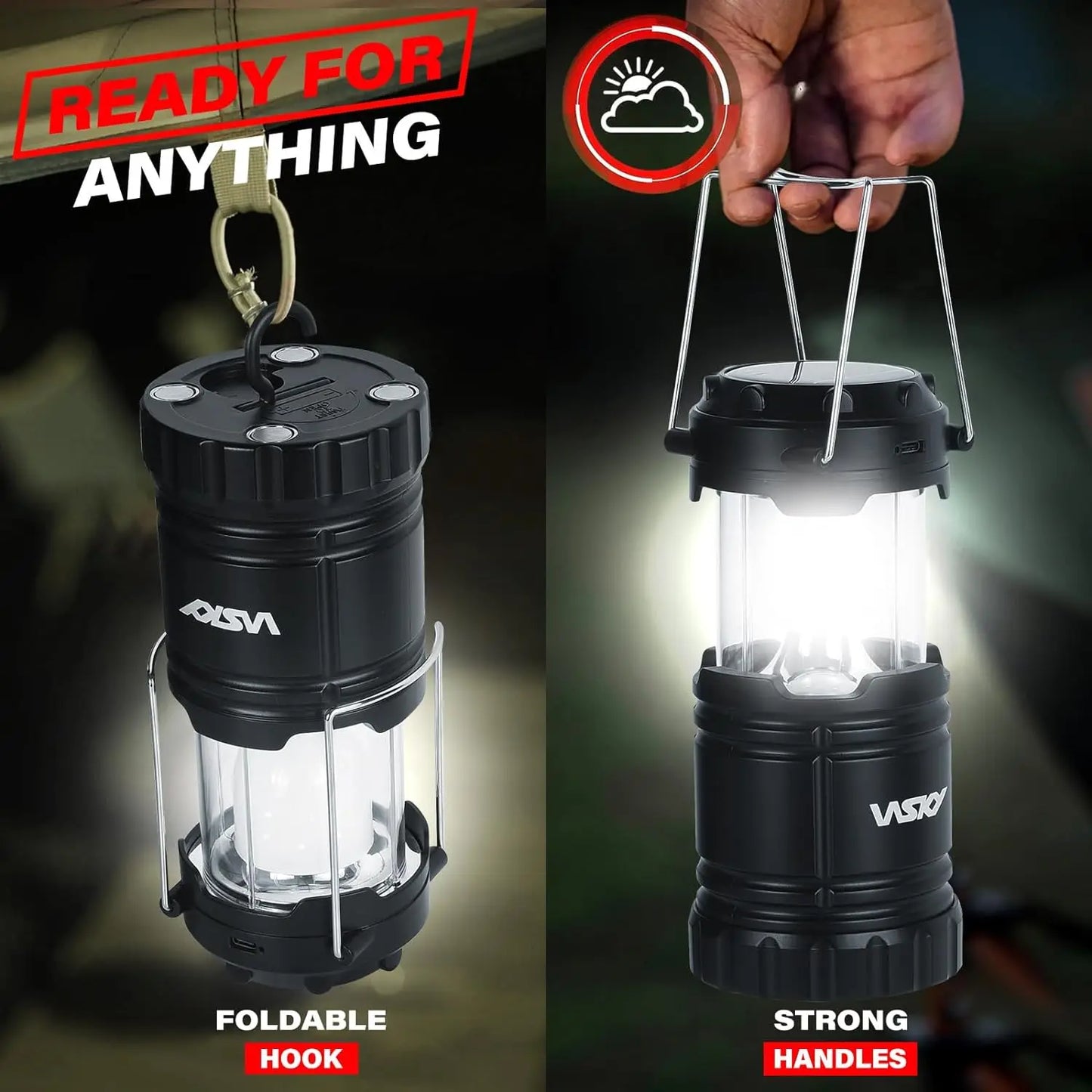 Solar Rechargeable Collapsible Lantern 4-Pack