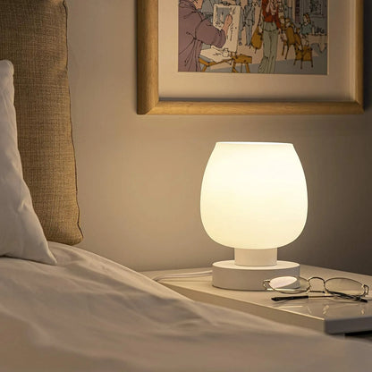 Set of 2 Modern Bedside Table Lamps – Small Nightstand Lamps with White Opal Glass Shades