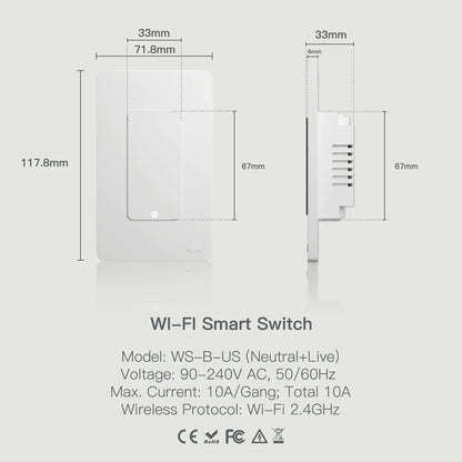 Wi-Fi Smart Light   Single Pole Push Button Wall  Work With Alexa    Wire Required