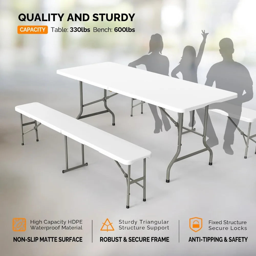 3-Piece Folding Picnic Table with Benches Set