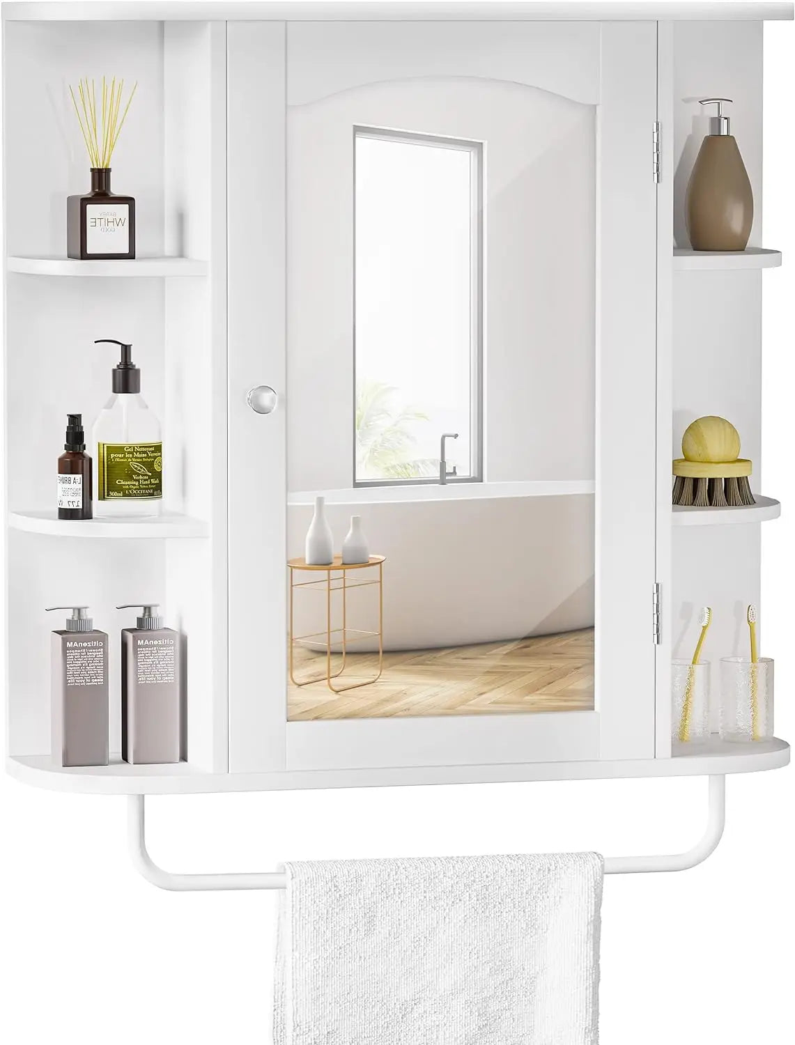 Wall Mounted Medicine Cabinet with Doors & Adjustable Shelves