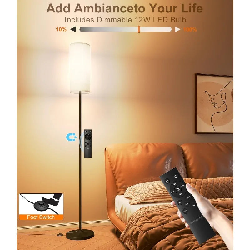 Dimmable LED Standing Floor Lamp with Foot Switch