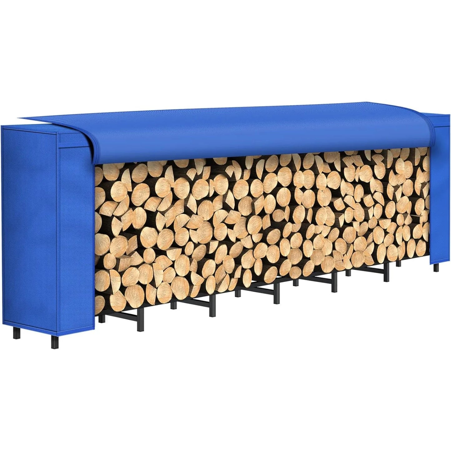 8ft Firewood Rack Outdoor with Cover Combo Set