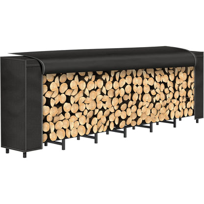 8ft Firewood Rack Outdoor with Cover Combo Set